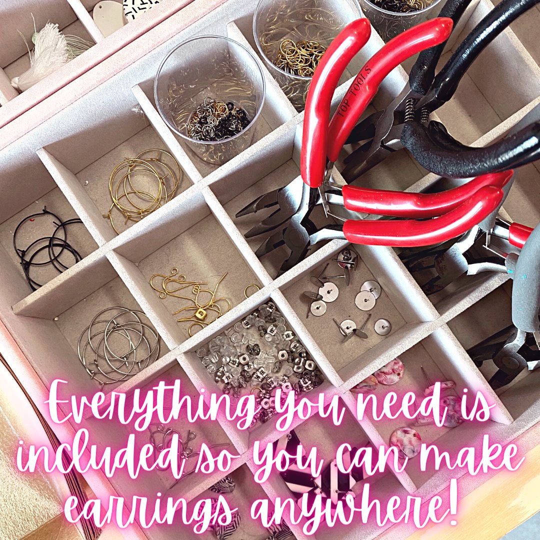 the kit contains everything you need so you can make earrings anywhere