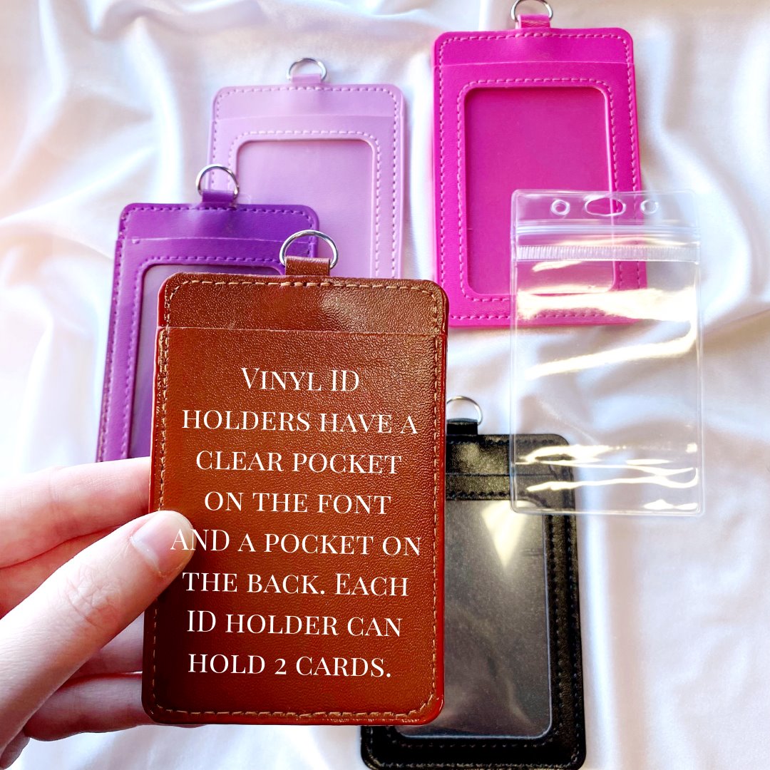 vinyl ID card holders with 2 pockets