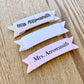 Scroll personalised nametag, banner style with a magnetic clip