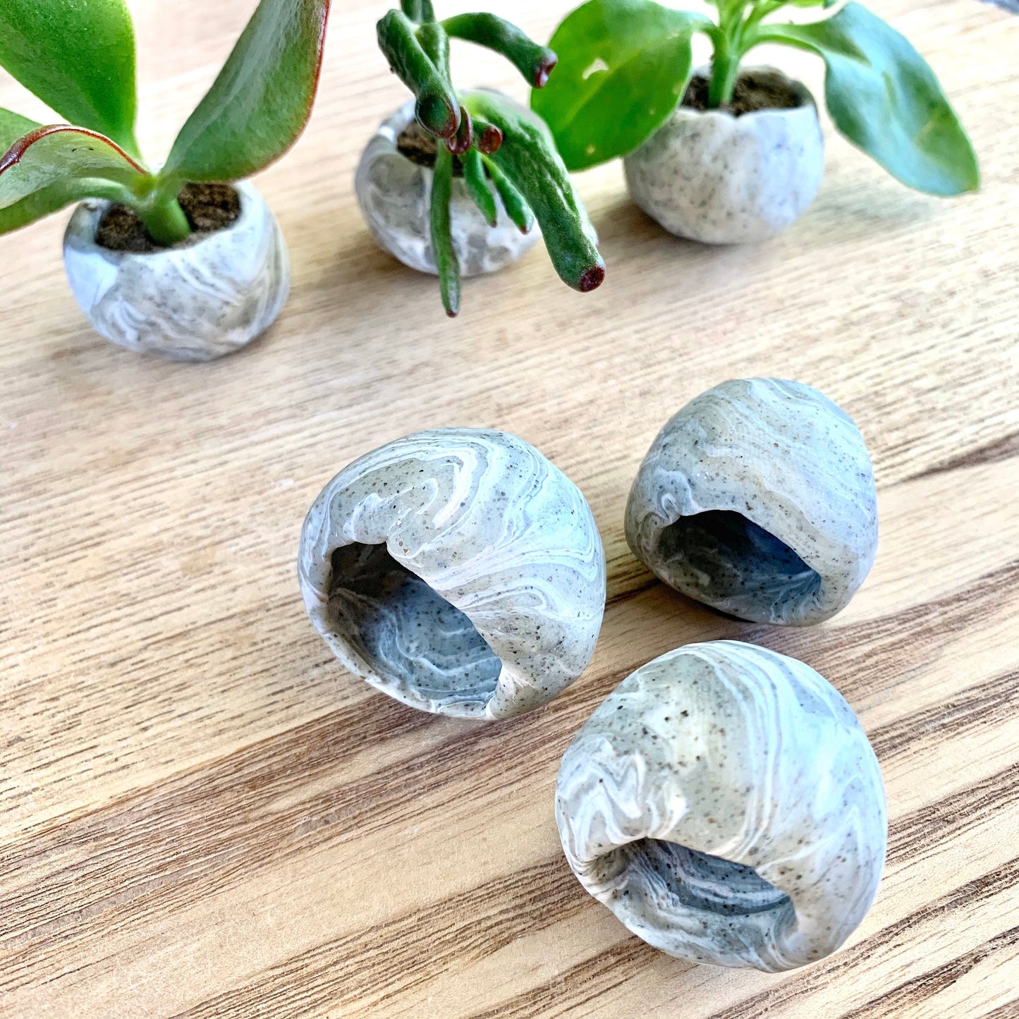 Handmade polymer clay mini magnetic planters, tiny succulent planter for fridge or whiteboard, strong magnet, set of 3 or 6