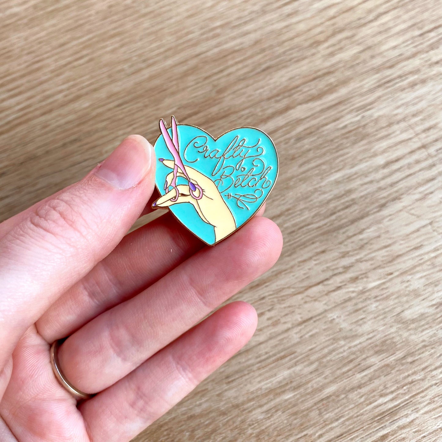 crafty bitch enamel brooch lapel pin