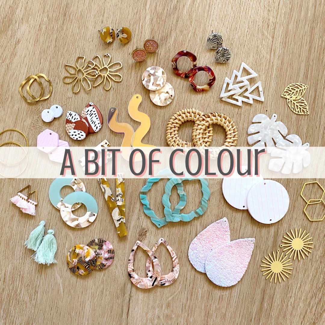 neutral colours and light colours in polymer clay and acrylic shapes