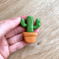 handmade polymer clay cactus brooch pin in terracotta pot