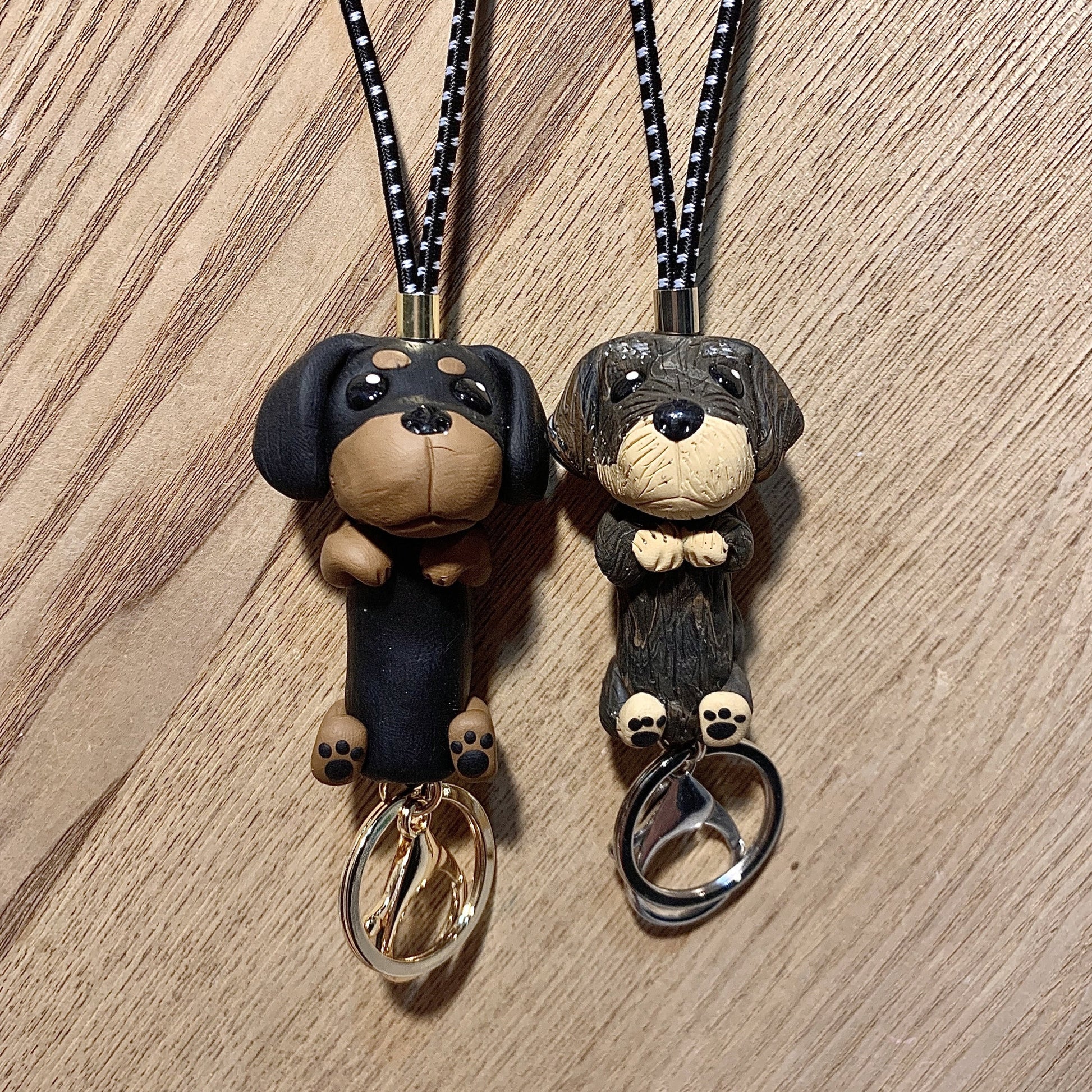 sausage dog lanyards can also be made into keychains, polymer clay animals