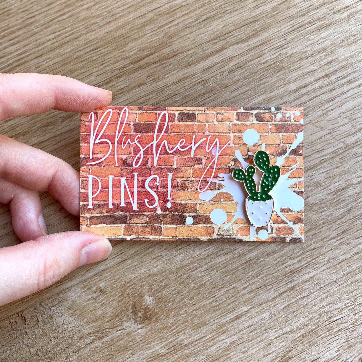 enamel brooch lapel pin in a potted cactus plant