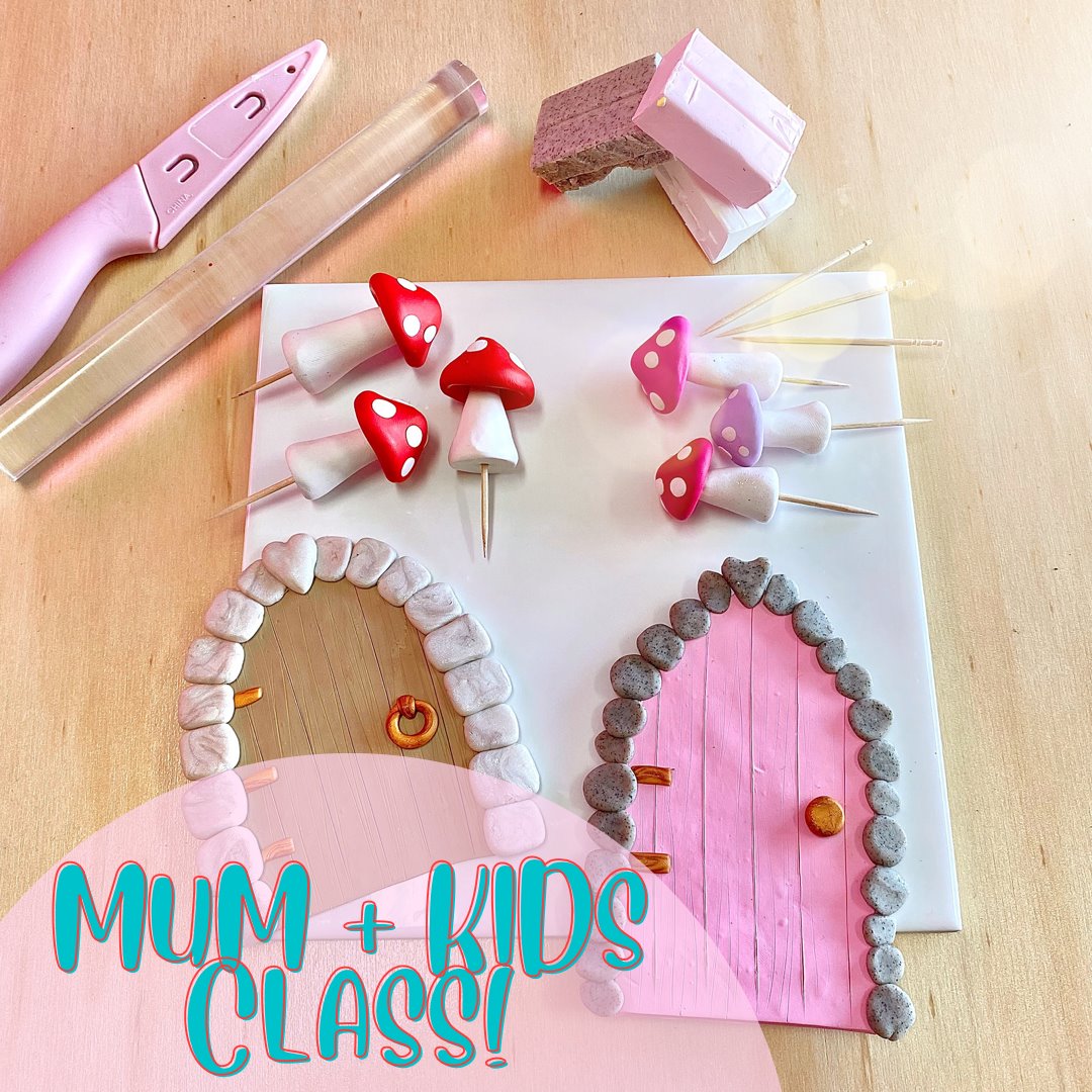 mum and child activity for school holidays in brisbane - make your own fairy doors