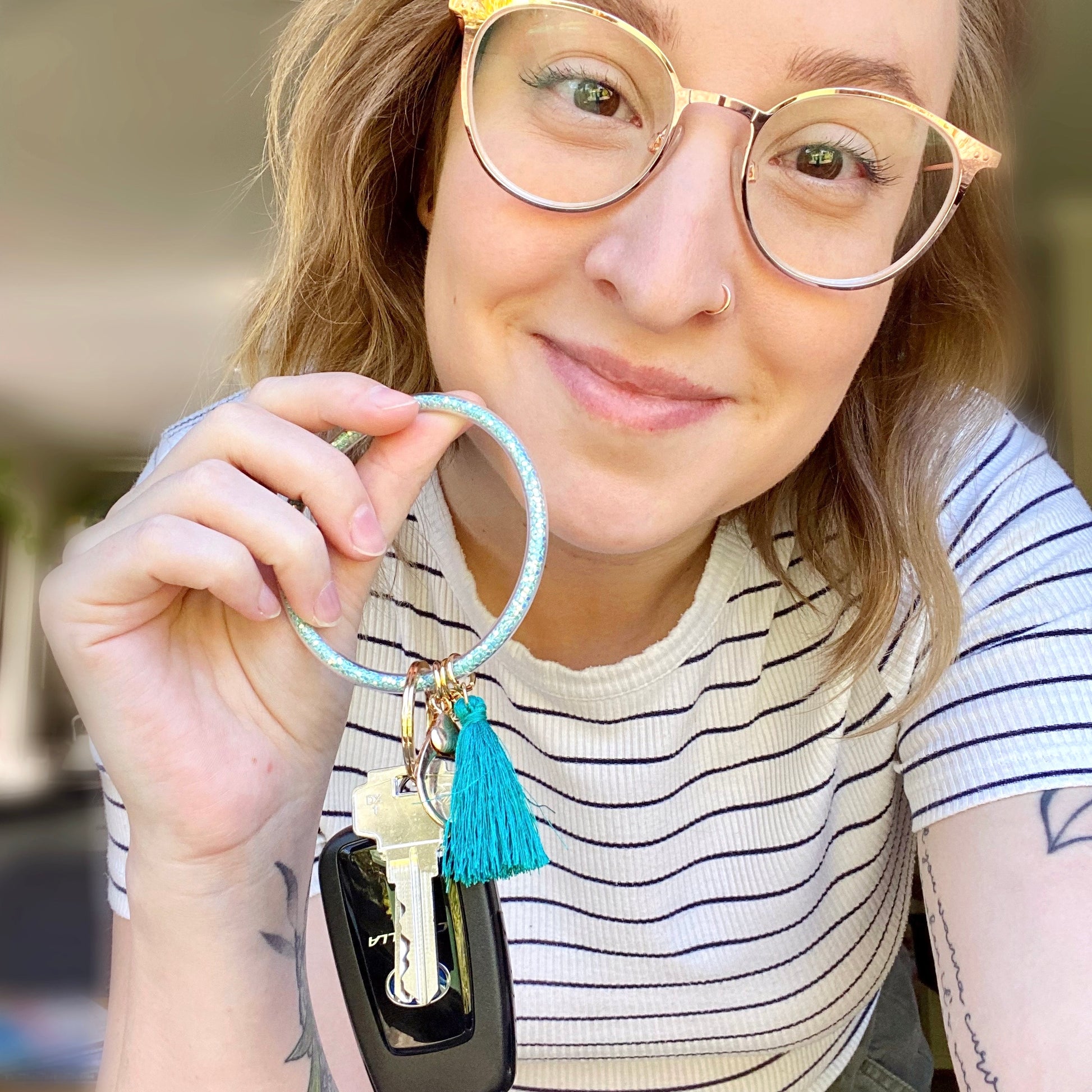 hold your keys with the convenient bangle keychain