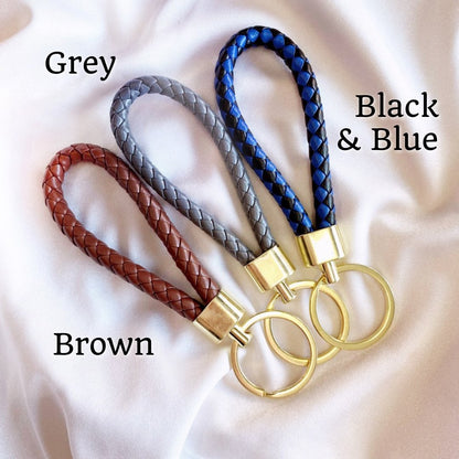 Braided Faux Leather Keychain Keychain Blushery