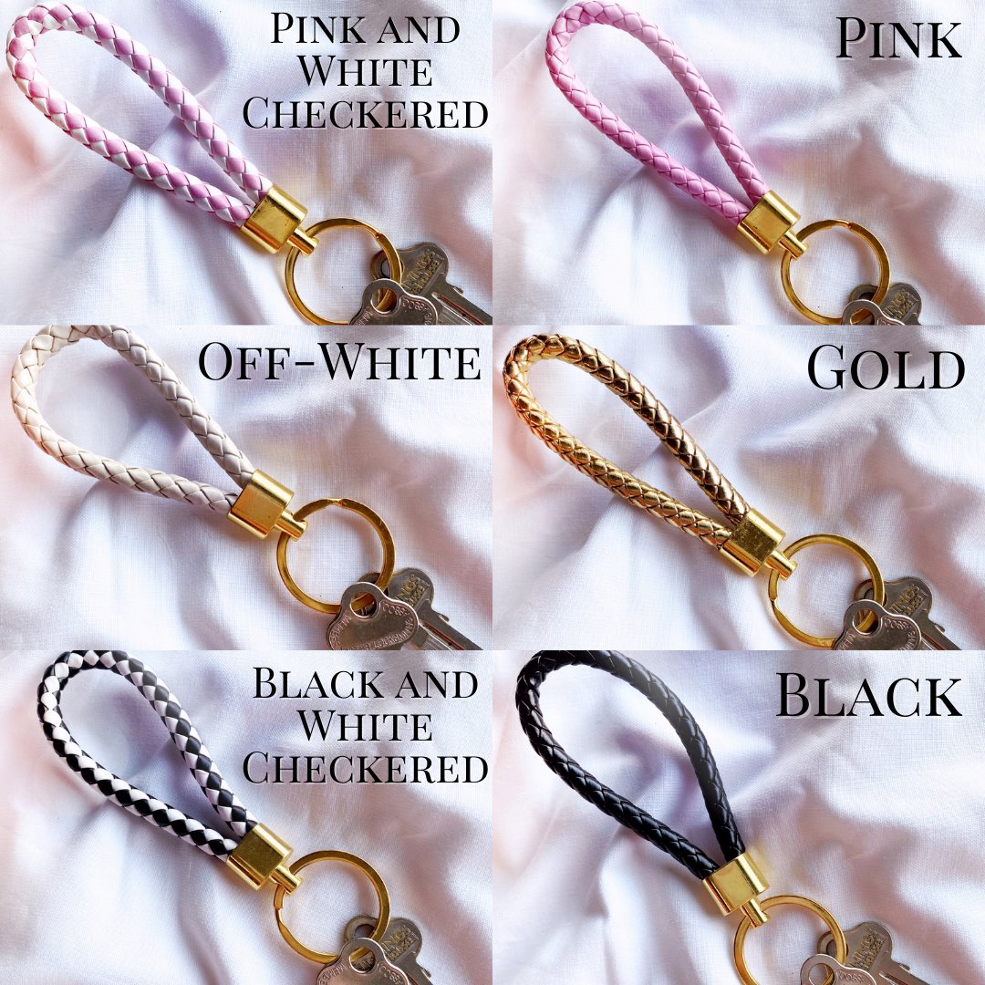 choose your colours, faux leather braided keychain