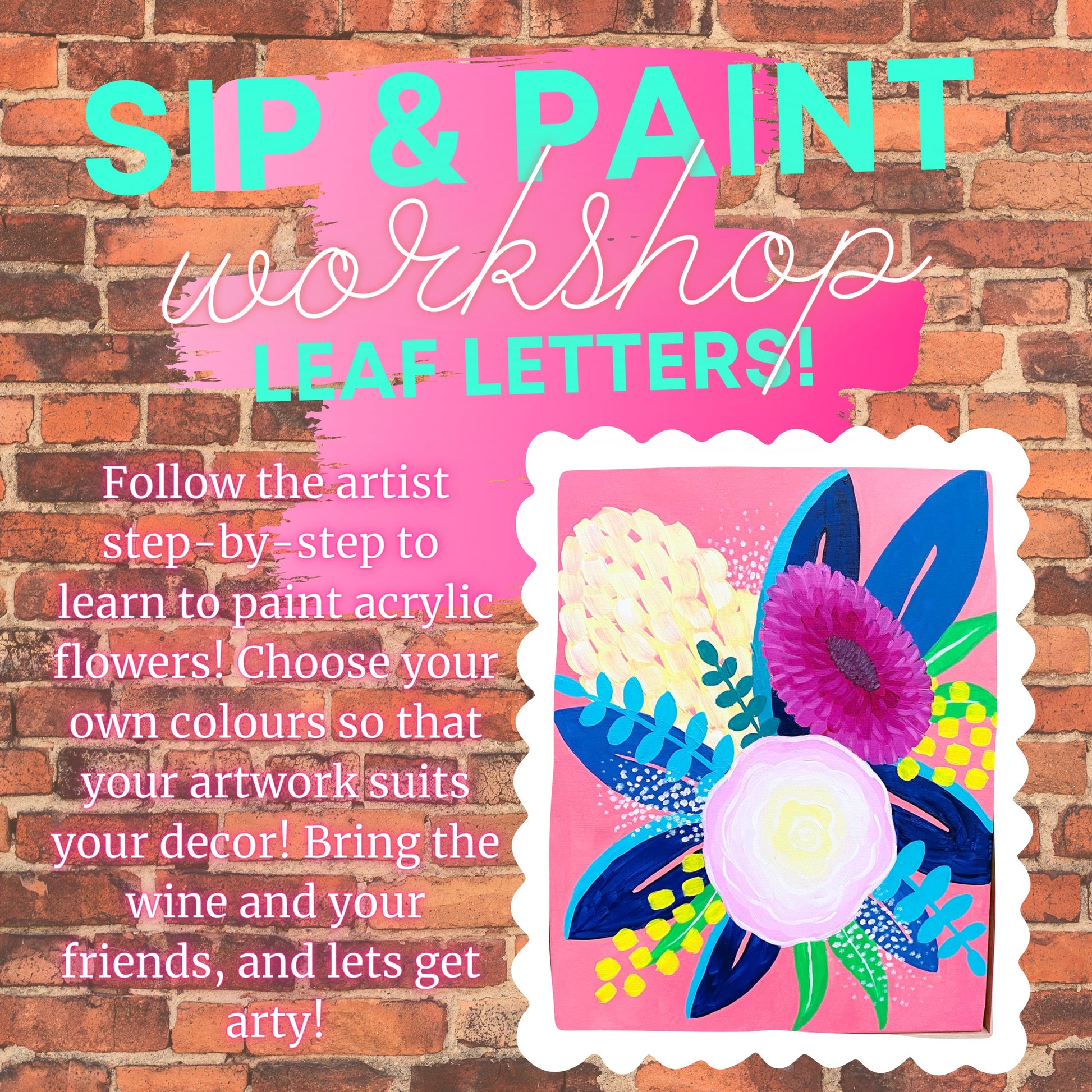 Sip and Paint Workshop | Floral Bouquet workshop Blushery