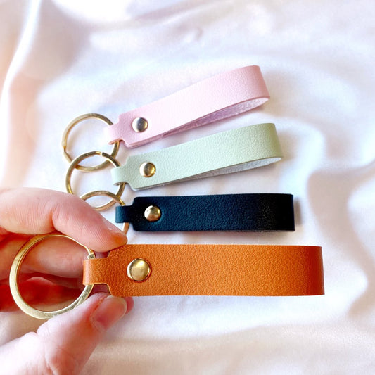 small leather keychain key fob