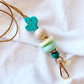 teal cactus silicone beaded lanyard for teachers