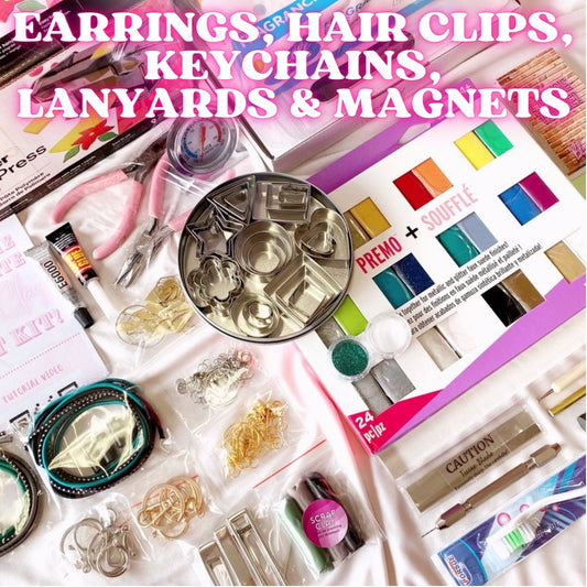 The ULTIMATE Polymer Clay CRAFT Kit | Earrings, Hair clips, Lanyards, Keychains, Magnets Earrings Blushery